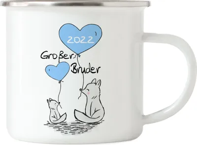 Produktbild von Großer Bruder 2022 Emaille Tasse Ankündigung Schwangerschaft Brüder Kinder Babynews Süßes Motiv