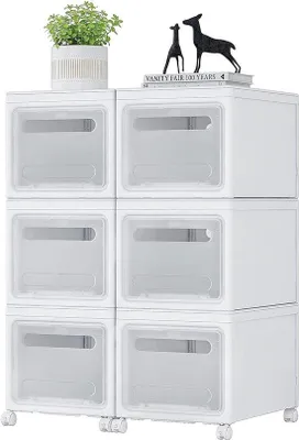 Produktbild von Famanu Aufbewahrungsboxen mit Türen, 6 Stück, 180 l, stapelbar mit Rollen
