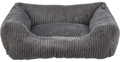 Produktbild von TRIXIE Orthopädisches Cord-Bett für Hunde und Katzen mit Rand und Memory-Foam - dunkelgrau - 60 × 50 cm