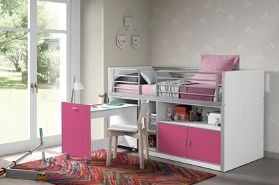 Produktbild von Multifunktionsbett Bonny Kinderbett Bett Jugendzimmer Hochbett Weiß / Lila