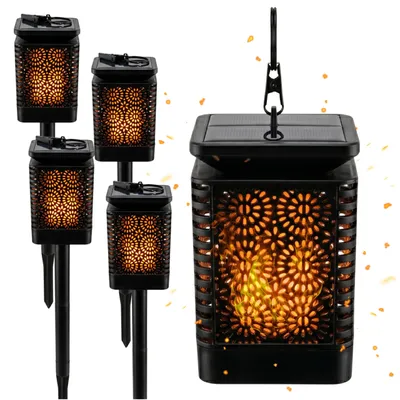 Zdjęcie produktu dla BLIXTAR 4x Solar 3w1 ogrodowa lampa LED, latarnia, pochodnia z efektem płomienia
