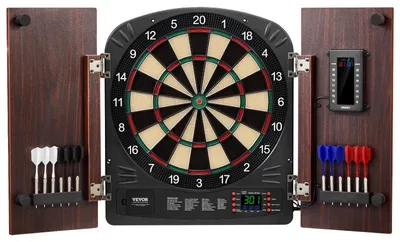 Image de VEVOR Jeu de fléchettes et armoire Home Dart Board Center Cible de fléchettes 34,3 cm, armoire à fléchettes rangeable avec comptage électronique des points & montage facile