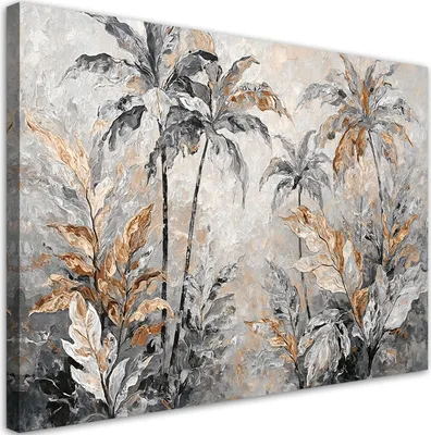 Produktbild von Leinwandbild Palmenblätter Abstrakte 60x40 Feeby Silber bild für die wand bereit zum aufhängen