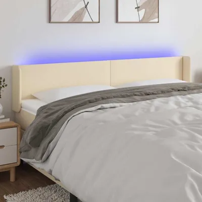 Produktbild von Cloris Designermöbel LED Kopfteil Creme 203x16x78/88 cm Stoff 2024 Neu