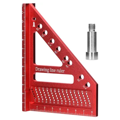 Produktbild von Mehrwinkel-Messlineal aus Aluminiumlegierung, Holzbearbeitung, DIY-Gehrungs-Dreieckslineal, Anreisslehre, multifunktionales Layout-Messwerkzeug fuer Ingenieure und Schreiner