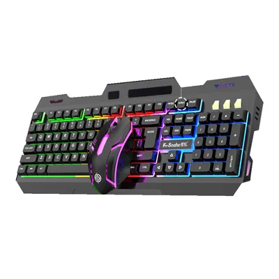 Produktbild von Tastatur- und Maus-Set, verkabelt, USB-Tastatur und -Maus, beleuchtet,Schwarz