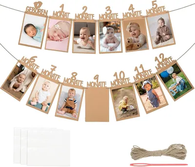 Produktbild von Fotogirlande 1. Geburtstag, für 1 bis 12 Monate Baby Geburtstagsdeko 1 Jahr Kraftpapier Foto Banner für Mädchen Jungen Party Hängende Deko Deutsch Girlande Erstkommunion (Kraftpapierfarbe)