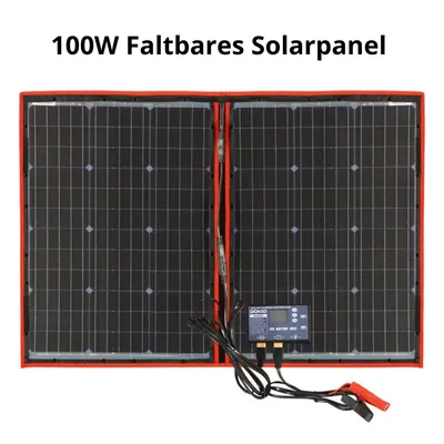 Produktbild von Dokio 100W Faltbares Solarpanel 18V mit 12V Ladecontroller – Flexibles monokristallines Solarmodul für Camping, Wohnmobil, Boot & Outdoor