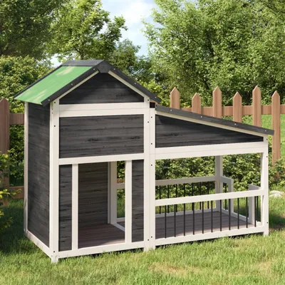Obrázok produktu pre The Living Store búda pre psov sivá 143x60,5x109 cm masívne borovicové drevo