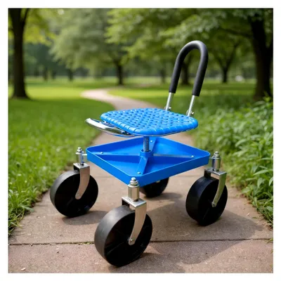 Produktbild von Gartenhocker mit Rollen, 360 Grad drehbar, rollbarer Gartenarbeitssitz, 150 kg Tragkraft, Hofstuhl für den Außenbereich