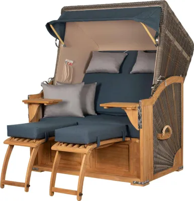 Produktbild von Strandkorb-Set - bene living - Schaalsee Teak - PE grau - Modell 593 - inkl. Liftersystem