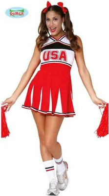 Produktbild von Cheerleader Damenkleid Kostüm Fasching, Größe: 38 - 40 (M) Farbe: Rot