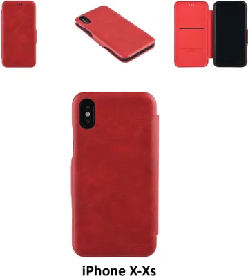 Produktbild von Apple iPhone X;iPhone Xs Card holder Red Book type case for iPhone X;iPhone Xs Magnetic closure