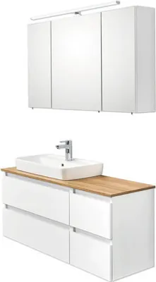 Produktbild von Pelipal Badmöbel-Set Quickset 360 BxHxT 113 x 200 x 50 cm Frontfarbe weiß mit Keramik-Waschtisch weiß 360.110004