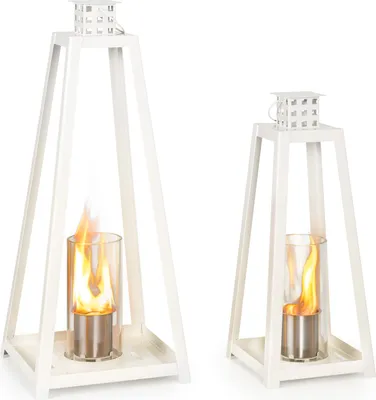 Produktbild von blumfeldt Fiamme Triangolo Tischkamin Indoor 2er Set - Tischfeuer Indoor mit je 0,3 Liter Volumen, Bioethanol Tischkamin mit bis zu 4 h Brenndauer, verbrennt geruchsneutral, weiß