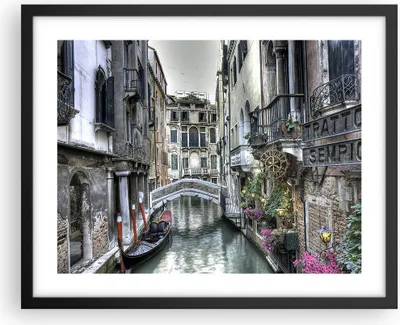 Produktbild von Gerahmtes Poster - Schwarzer Rahmen - Venedig Brücke Wasser - 50x40 cm - Wand Bild - Wanddeko - Wandbilder - Kunstposter - Wandposter - Bilderrahmen - Bilder - Kunstdruck - Wandbild - P2BAA50x40-3522