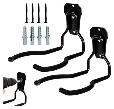Produktbild von Haken zur Lagerung in der Garage | Schwarzer Edelstahl - Garten | Multifunktionales, platzsparendes Aufbewahrungssystem mit Haken für die Wandlagerung und Organisation in der Garage
