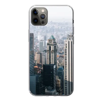 Produktbild von MuchoWow® Handyhülle Schutzhülle Hülle für iPhone 12 Pro Max New York - Skyline - Nebel Silikon Softcase Handy Hülle - Hartschale