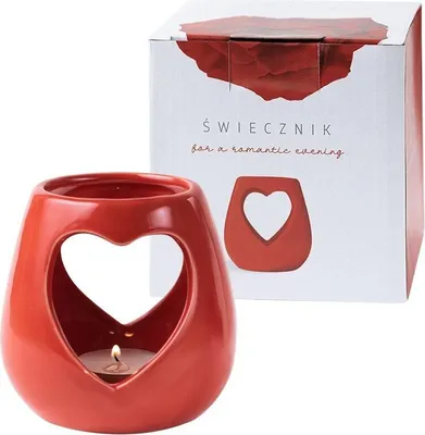 Zdjęcie produktu dla Świecznik ceramiczny w kształcie serca - Be-Happy Gifts