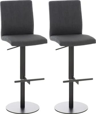 Produktbild von CLP 2er Set Barhocker Cadiz mit Stoffbezug drehbar und höhenverstellbar bis 240 kg dunkelgrau Gestell Farbe schwarz