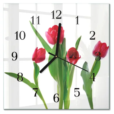 Produktbild von Tulup Glasuhr Wanduhr Küchenuhr Echt-Glas 30x30 cm Modern Dekorativ Geräuschlos Schwarzen Zeigern - Tulpen