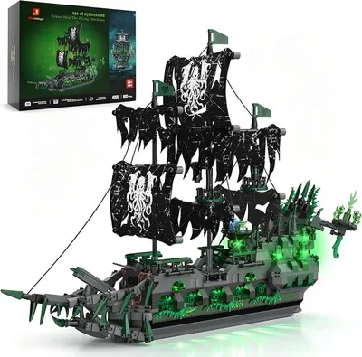 Imagen del producto de Bloques de construcción de barco pirata, 40001 "El Holandés Errante", bloques de construcción de barco pirata, kit de modelismo de velero, juguete de barco, regalos para adultos y niños