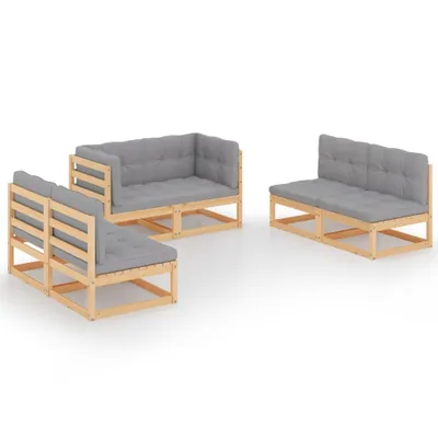 Produktbild von vidaXL 6-tlg. Garten-Lounge-Set mit Kissen Kiefer Massivholz