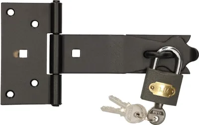 Produktbild von KOTARBAU® Sicherheitsüberfalle 160 x 35 mm mit Vorhängeschloss Überfalle Überfallescharnier Türriegel Verrieglung Klappriegel Kellerverschluss Robust