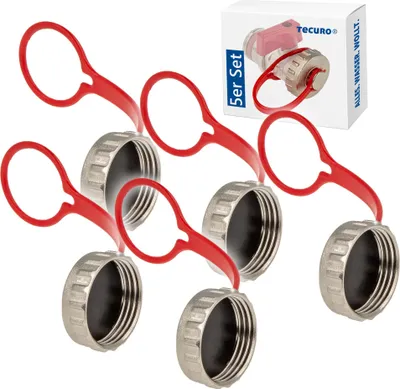 Produktbild von 5 Stück tecuro Kappe 3/4 Zoll für KFE-Hahn - mit Dichtung - Messing, vernickelt