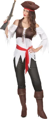 Immagine prodotto di Costume da pirata da donna marrone-bianco-rosso - M