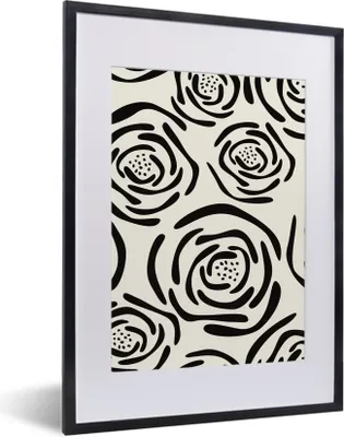 Produktbild von MuchoWow® MuchoWow® Gerahmtes Poster Natur - Muster - Rosen 30x40 cm - Poster mit zchwarzem Bilderrahmen - Wandposter Schlafzimmer
