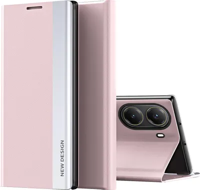 Obrázek produktu pro Pouzdro pro Xiaomi Poco X7 Pro/Redmi Turbo 4 MagnetickéPolyuretanKožené Pouzdro s Funkcí Stojánku Růžový