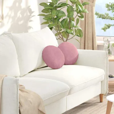 Produktbild von PUEAZU Sitzkissen 2 stk. Samt Rosa Ø30 x 13 cm - Gartenmöbelauflagen &22876