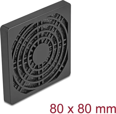 Produktbild von Delock Lüftergitter mit Staubfilter 80 x 80 mm schwarz