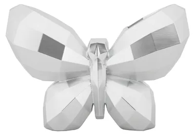 Imagen del producto de Jarrón "Mariposa" de poliresina, brillante, 22,5x8x15 cm, color plateado, diseño de Mauro Ferretti