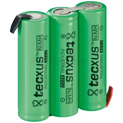 Image de Tecxus 23796 Industrial Rechargeable 3x AA (Mignon) - 2100 mAh, Vert - Etiquette à souder (Z), Batterie LSD-NiMH (Prête à l'emploi), 3.6 V