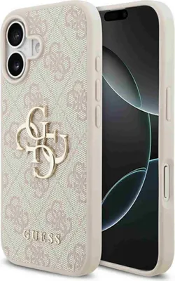 A close-up of a phone case with a repeating pattern and a prominent logo.