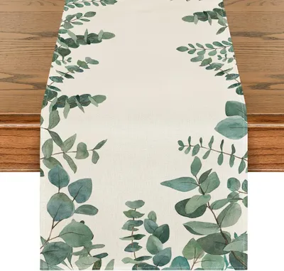 Produktbild von Eukalyptus Blätter Tafelloper 40x140 cm - Sommer Küchen Dekoration