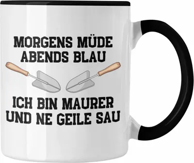 Produktbild von Trendation - Maurer Tasse Geschenk Mit Spruch Maurer Geschenkidee Lustig Männer Kaffeetasse (Schwarz)