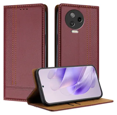 Produktbild von Handyhülle für Infinix Note 12 Pro / Note 12 2023 Leder Flip Klappbare Schutzhülle mit Standfunktion Dunkelrot
