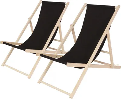 Produktbild von 2er-Set Liegestuhl aus Holz "Chilienne" - Schwarz