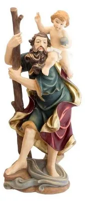 St. Christophorus-Figur, handbemalt, Harz, 42 cm