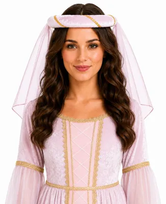 Produktbild von Mittelalter Haarband "Helena" mit Schleier für Damen | Rosa