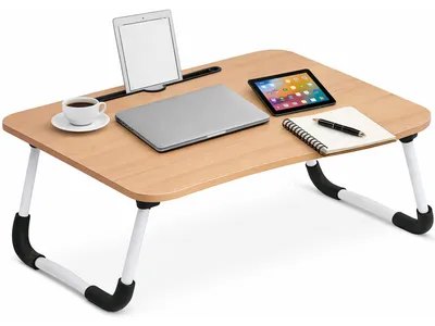 Image de Tablette pliante pour ordinateur portable, idéale pour le lit et le canapé