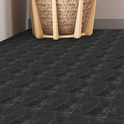 Produktbild von Fiqops 55x PVC-Fliesen Selbstklebend Vinylboden 5m² Vinyl Bodenbelag Schwarz