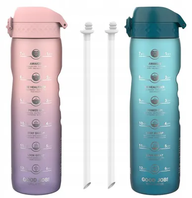 Produktbild von Ion8 Trinkflasche mit Strohhalm Sport Fitness 1 L Blau