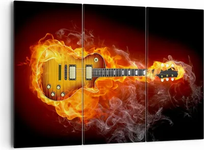 Produktbild von Bild auf Leinwand - Leinwandbild - Feuer Gitarre Instrument - 165x110cm - Wand Bild - Wanddeko - Leinwanddruck - Bilder - Kunstdruck - Wanddekoration - Leinwand bilder - Wandkunst - CE165x110-0197