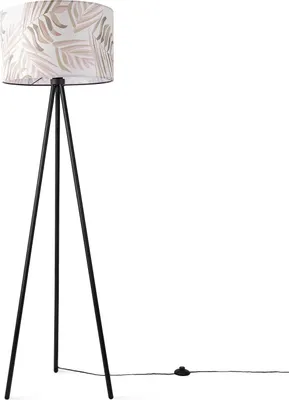 Produktbild von Stehlampe Wohnzimmer Deko Büro Dreibein Lampenschirm Rund Stoff Blumen Jungle