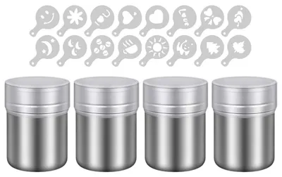 Immagine prodotto di Solidchoice - Set di 4 spargitori per zucchero a velo in acciaio inossidabile con coperchio