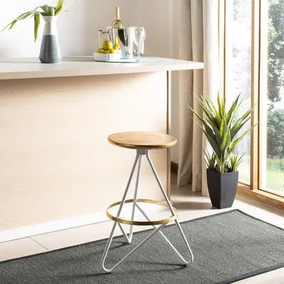 Immagine prodotto di Sgabello da bar e da bancone moderno SAFAVIEH, nei colori oro e bianco